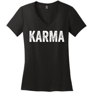 Just A KARMA In Distressed Text Effect Women's V-Neck T-Shirt