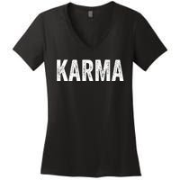 Just A KARMA In Distressed Text Effect Women's V-Neck T-Shirt