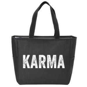 Just A KARMA In Distressed Text Effect Zip Tote Bag