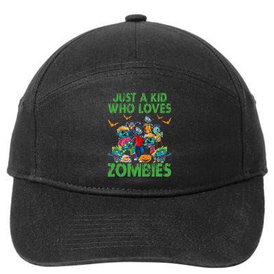 Just A Kids Who Loves Zombies Halloween Zombie Enthusiast 7-Panel Snapback Hat