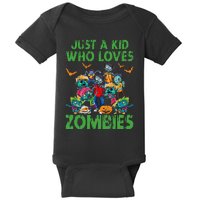 Just A Kids Who Loves Zombies Halloween Zombie Enthusiast Baby Bodysuit