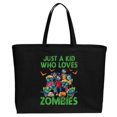 Just A Kids Who Loves Zombies Halloween Zombie Enthusiast Cotton Canvas Jumbo Tote