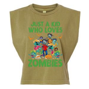 Just A Kids Who Loves Zombies Halloween Zombie Enthusiast Garment-Dyed Women's Muscle Tee