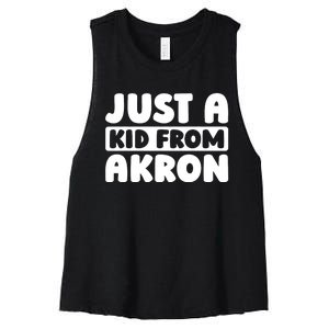 Just A K.I.D From Akron American Resident Usa Us City Women's Racerback Cropped Tank