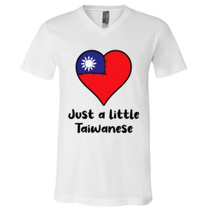 Just A Little Taiwanese Taiwan Flag Heart V-Neck T-Shirt