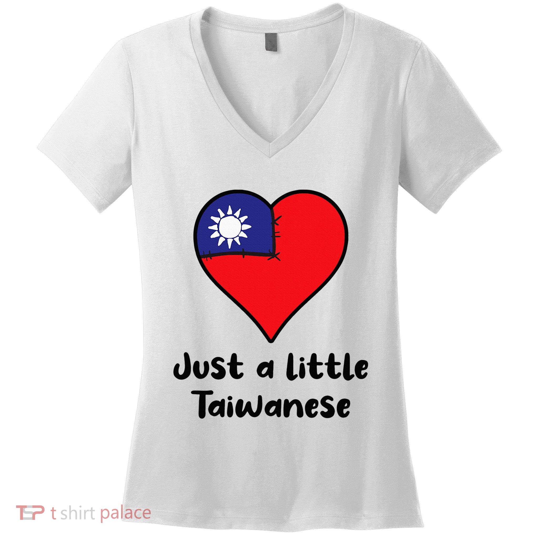 Just A Little Taiwanese Taiwan Flag Heart Women's V-Neck T-Shirt