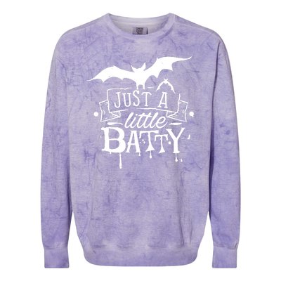 Just A Little Batty Funny Halloween Colorblast Crewneck Sweatshirt