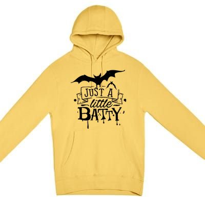 Just A Little Batty Funny Halloween Premium Pullover Hoodie