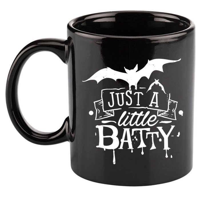 Just A Little Batty Funny Halloween 11oz C Handle Ceramic Mug