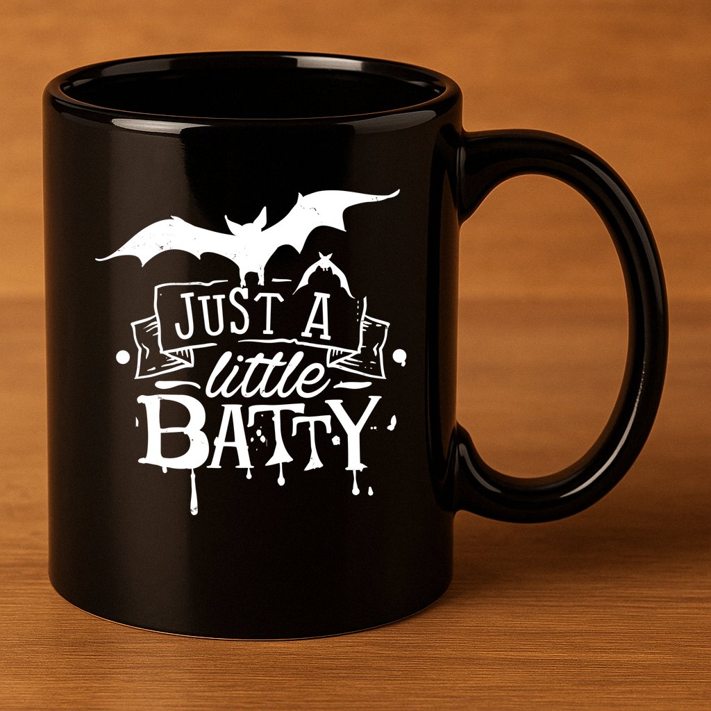 Just A Little Batty Funny Halloween 11oz C Handle Ceramic Mug