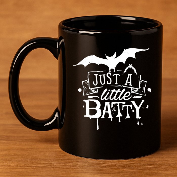 Just A Little Batty Funny Halloween 11oz C Handle Ceramic Mug