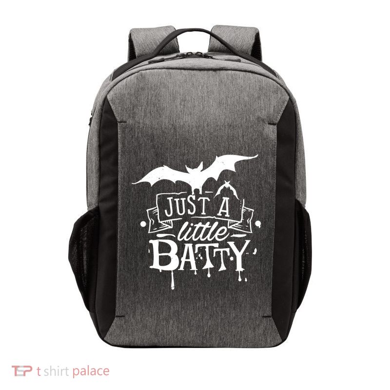 Just A Little Batty Funny Halloween Vector Backpack