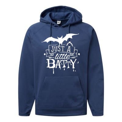 Just A Little Batty Funny Halloween Performance Fleece Hoodie