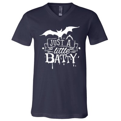 Just A Little Batty Funny Halloween V-Neck T-Shirt