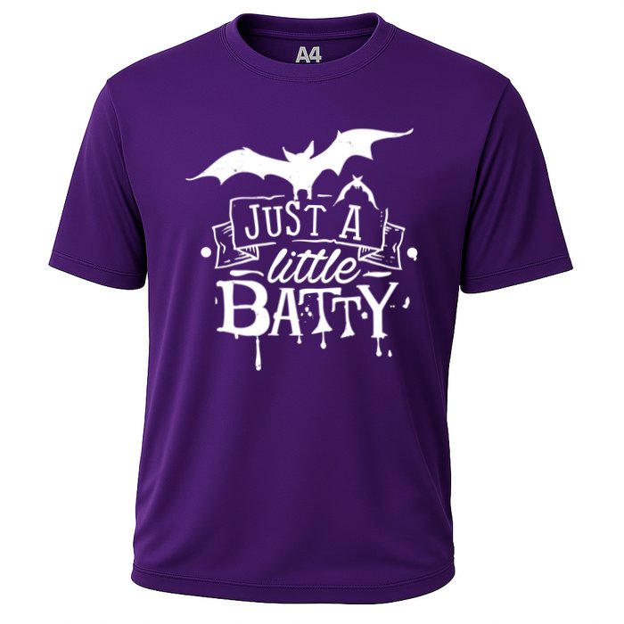 Just A Little Batty Funny Halloween Cooling Performance Crew T-Shirt
