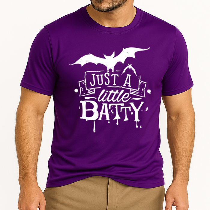 Just A Little Batty Funny Halloween Cooling Performance Crew T-Shirt