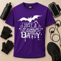 Just A Little Batty Funny Halloween Cooling Performance Crew T-Shirt