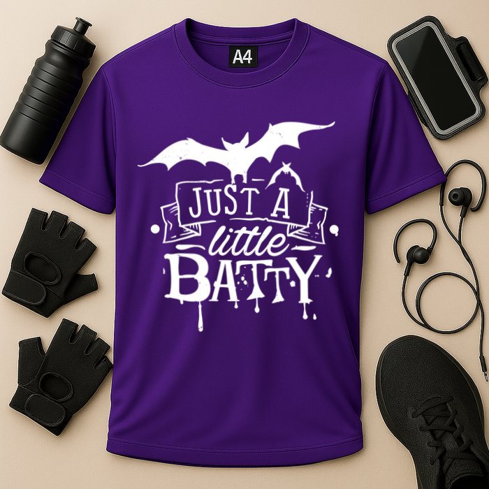 Just A Little Batty Funny Halloween Cooling Performance Crew T-Shirt