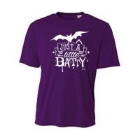 Just A Little Batty Funny Halloween Youth Performance Sprint T-Shirt