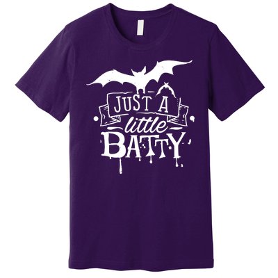 Just A Little Batty Funny Halloween Premium T-Shirt