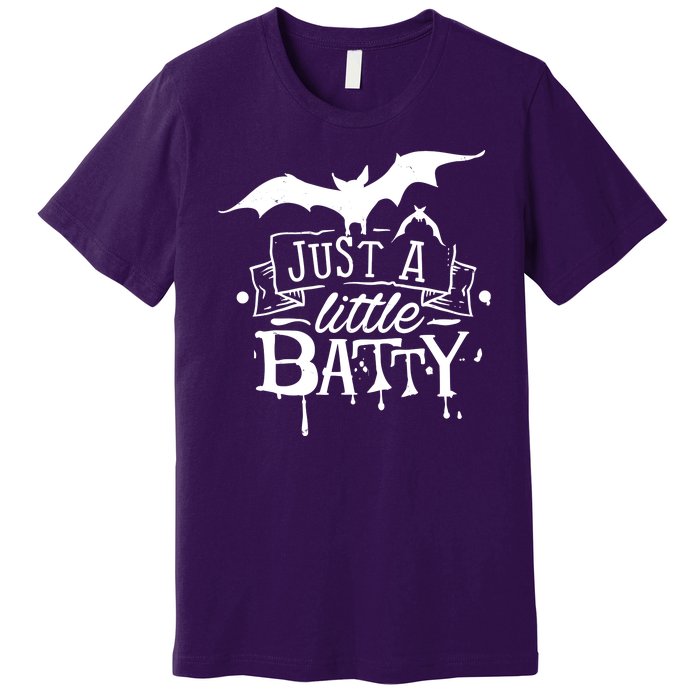 Just A Little Batty Funny Halloween Premium T-Shirt