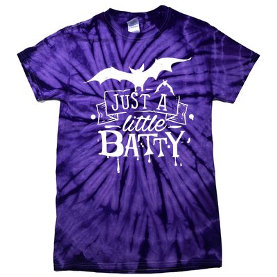 Just A Little Batty Funny Halloween Tie-Dye T-Shirt