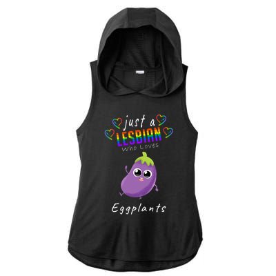 Just A Lesbian Who Loves Eggplants Pride Lgbt Lesbian Gift Ladies PosiCharge Tri-Blend Wicking Draft Hoodie Tank