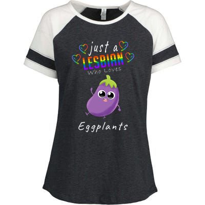 Just A Lesbian Who Loves Eggplants Pride Lgbt Lesbian Gift Enza Ladies Jersey Colorblock Tee