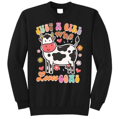 Just A Loves Cows Groovy Cow Lover Country Farm Life Sweatshirt