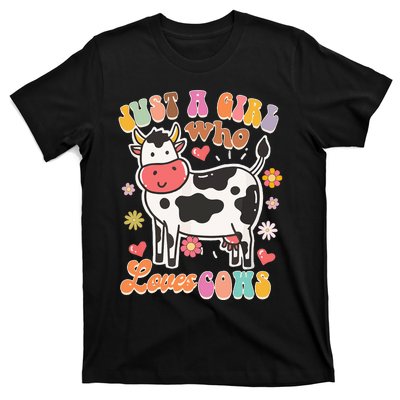 Just A Loves Cows Groovy Cow Lover Country Farm Life T-Shirt