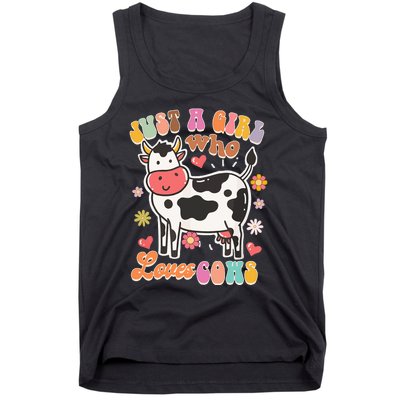 Just A Loves Cows Groovy Cow Lover Country Farm Life Tank Top