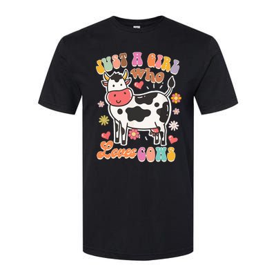 Just A Loves Cows Groovy Cow Lover Country Farm Life Softstyle® CVC T-Shirt