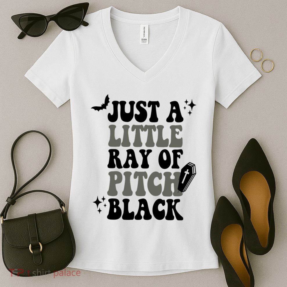 Just A Little Ray Of Pitch Black Halloween Women's V-Neck T-Shirt