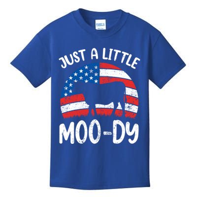 Just A Little Moody American Cow Moo Patriotic Calf 4th July Gift Kids T-Shirt