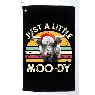 Just A Little Moody Cute Highland Cows Lover Vintage Farming Platinum Collection Golf Towel