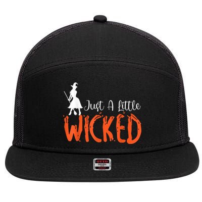 Just A Little Wicked Halloween Witch Trick Or Treat 7 Panel Mesh Trucker Snapback Hat