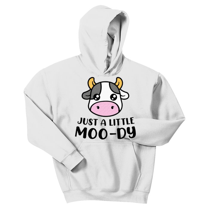 Just A Little MooDy Cute Cow Lover Farmer Animal Lovers Kids Hoodie