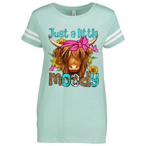 Just A Little Moody Cute Western Highland Cows Lover Farming Enza Ladies Jersey Football T-Shirt