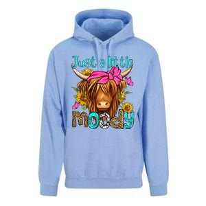 Just A Little Moody Cute Western Highland Cows Lover Farming Unisex Surf Hoodie