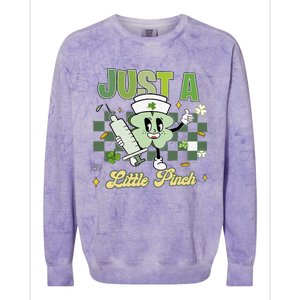 Just A Little Pinch Retro Nurse Nursing Saint Patrick's Day Shamrocks Colorblast Crewneck Sweatshirt