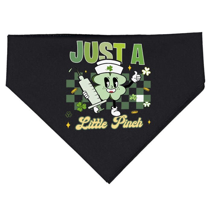 Just A Little Pinch Retro Nurse Nursing Saint Patrick's Day Shamrocks USA-Made Doggie Bandana