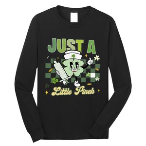 Just A Little Pinch Retro Nurse Nursing Saint Patrick's Day Shamrocks Long Sleeve Shirt