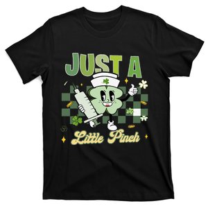 Just A Little Pinch Retro Nurse Nursing Saint Patrick's Day Shamrocks T-Shirt