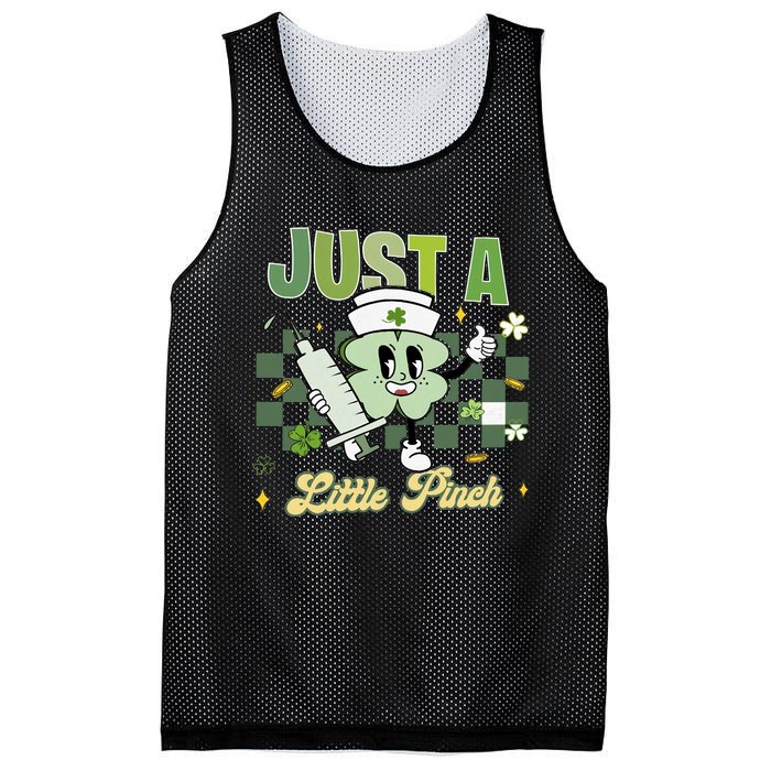 Just A Little Pinch Retro Nurse Nursing Saint Patrick's Day Shamrocks Mesh Reversible Basketball Jersey Tank