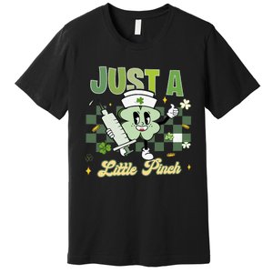 Just A Little Pinch Retro Nurse Nursing Saint Patrick's Day Shamrocks Premium T-Shirt