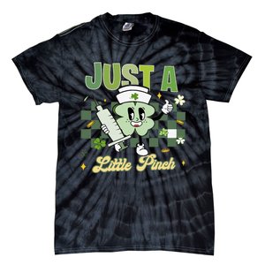 Just A Little Pinch Retro Nurse Nursing Saint Patrick's Day Shamrocks Tie-Dye T-Shirt