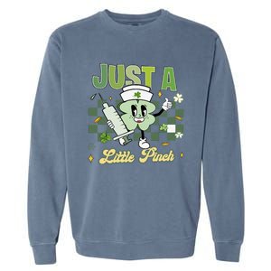 Just A Little Pinch Retro Nurse Nursing Saint Patrick's Day Shamrocks Garment-Dyed Sweatshirt