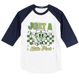 Just A Little Pinch Retro Nurse Nursing Saint Patrick's Day Shamrocks Baseball Sleeve Shirt