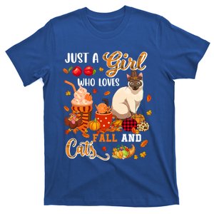 Just A Loves Fall And Cats Thanksgiving Cat Turkey Cute Gift T-Shirt