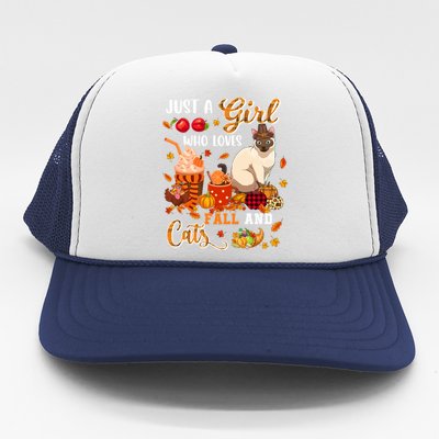 Just A Loves Fall And Cats Thanksgiving Cat Turkey Cute Gift Trucker Hat